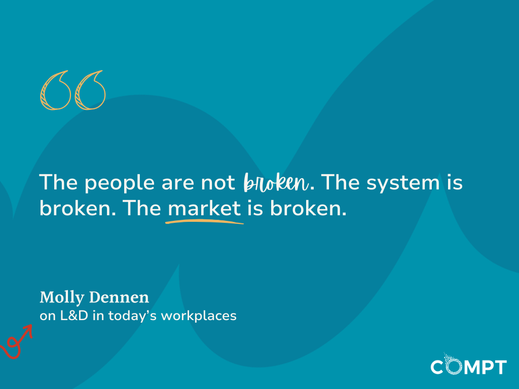 Molly Dennen quote the people are not broken. The system is broken. The market is broken.