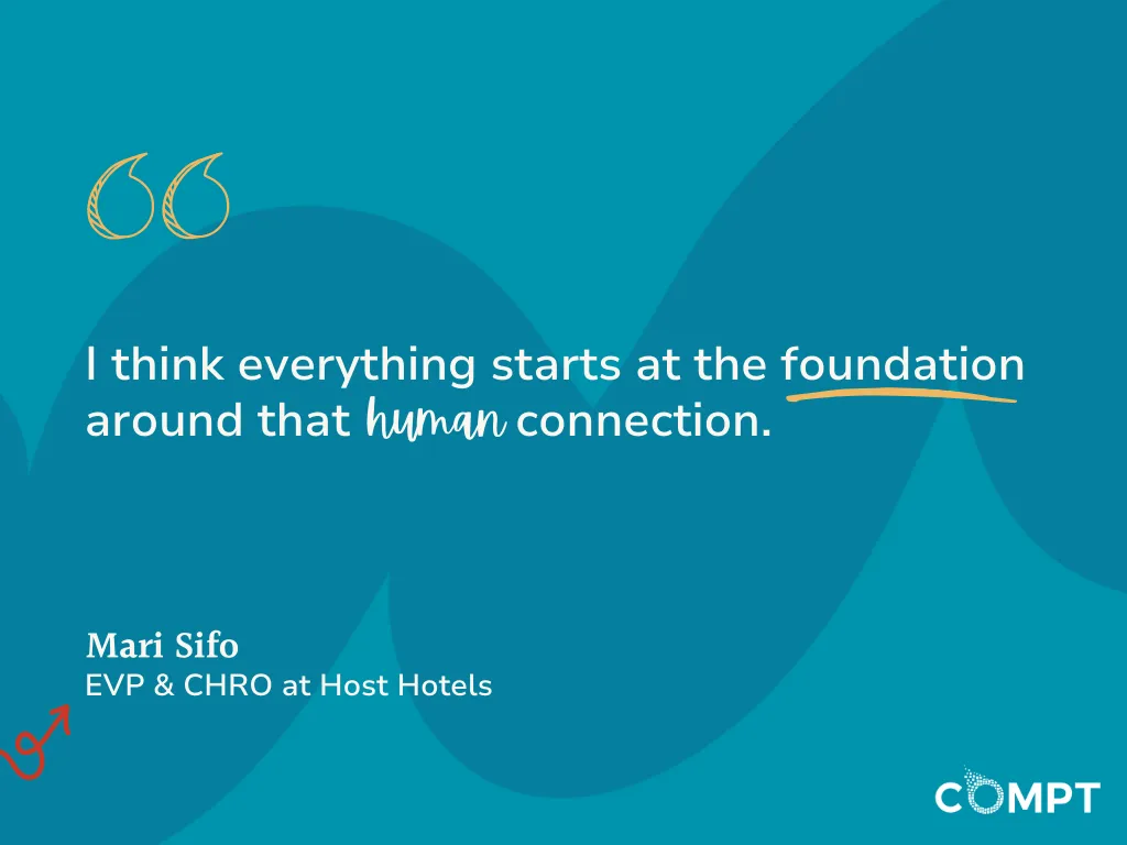 I think everything starts at the foundation around that human connection - quote from Mari Sifo