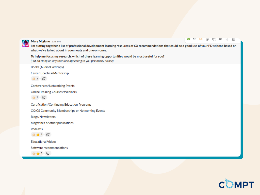 example of how managers can ask teams about professional development