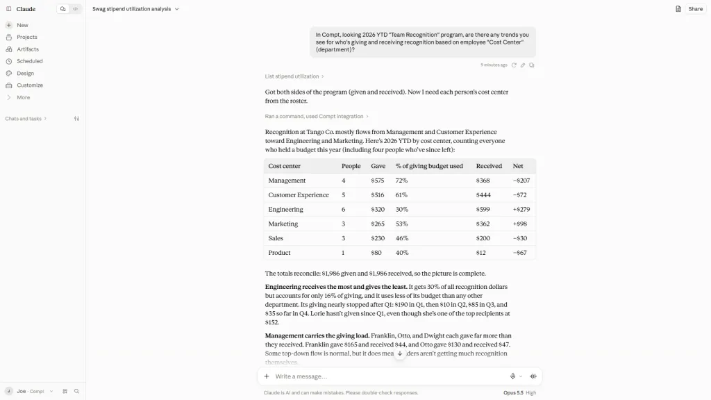 Compt MCP connector team recognition analysis in Claude